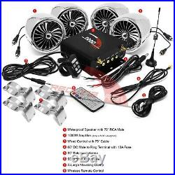 1000W Amplifier Bluetooth Motorcycle Stereo 4 Speakers Audio Radio System Harley