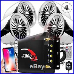 1000W Bluetooth Motorcycle Stereo 4 Speaker Audio MP3 System AUX USB SD FM Radio