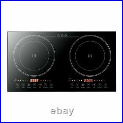 110V Electric Dual Induction Cooker Cooktop 2400W Countertop Double Burner Top