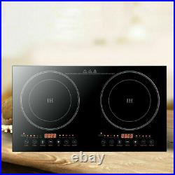110V Electric Dual Induction Cooker Cooktop 2400W Countertop Double Burner Top
