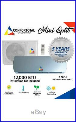 12,000 BTU System Ductless Air Conditioner, Heat Pump Mini split 110V 1 Ton withkit
