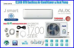 12000 BTU Ductless Air Conditioner, AC Heat Pump Mini Split WIFI 1 Ton 12 ft Kit