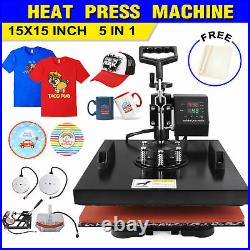 15x15 5 IN 1 T-Shirt Heat Press Combo Transfer Machine Sublimation Swing Away
