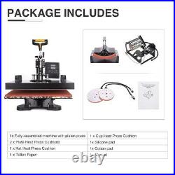 15x15 5IN1 Combo T-Shirt Heat Press Transfer Machine Sublimation Swing Away US