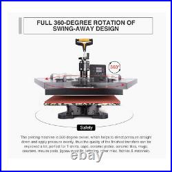 15x15 8 in 1 Digital Swing Away Heat Press Transfer T-Shirt Cap Hat Mug Plate