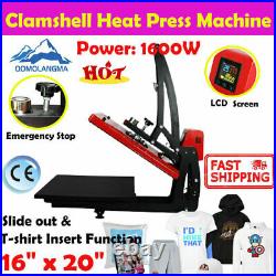 16 x 20 ClamShell Auto Open Heat Press Machine Vertical Version Slide Out