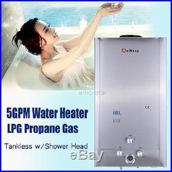 18L Tankless LPG Propane Gas Hot Water Heater 5GPM Digital Display withShower Head