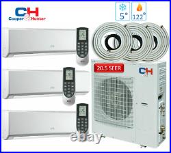 24000 BTU Tri Zone Ductless Mini Split Air Conditioner Heat Pump 9k(x3) & Kits