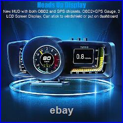 3.5'' Three Screen OBD2+GPS Smart Car Speedometer HUD Gauge Head Up Display RPM