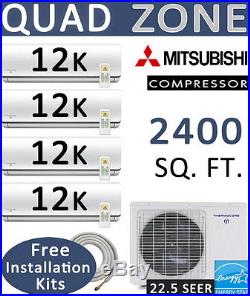 48000 BTU Quad Zone Ductless Mini Split Air Conditioner Heat Pump 12000 x 4