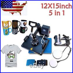 5 in 1 Combo Heat Press Machine Digital 12x15in for T-shirt Mugs Plate Hats Cup