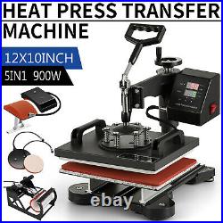 5 in 1 Heat Press Machine Digital Sublimation Swing Away T-Shirt /Plate Hat/Mug