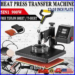 5 in 1 Heat Press Machine Digital Transfer Sublimation T-Shirt Mug Hat Plate Cap