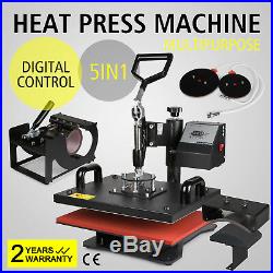 5 in 1 Heat Press Machine Transfer Digital Clamshell 15x12 T-Shirt Sublimation