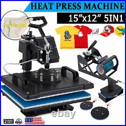 5IN1 15x12 Combo T-Shirt Heat Press Transfer Printing Machine Swing Away