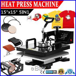 5IN1 Combo T-Shirt Heat Press Transfer 15x15 Printing Machine Swing Away