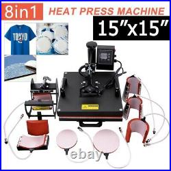 8 in 1 15x15 Heat Press Machine Digital Transfer Sublimation T-Shirt Mug Hat