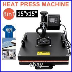 8 in 1 15x15 Heat Press Machine Digital Transfer Sublimation T-Shirt Mug Hat