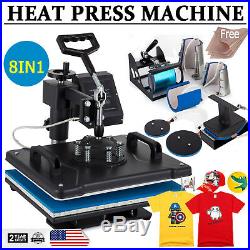 8 in 1 Dual Digital Transfer Sublimation Heat Press Machine T-Shirt Mug 15X12
