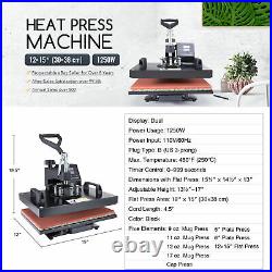 8 in 1 Heat Press Machine 12X15 Swing Away Transfer Sublimation T-Shirt Mug Hat
