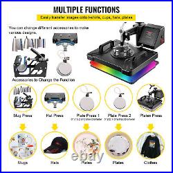 8 in 1 Heat Press Machine 12x15 Digital Transfer T-shirts Mug Hat Plate Cap
