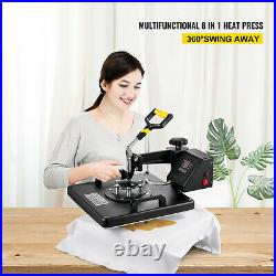 8 in 1 Heat Press Machine For T-Shirts 15x15 Combo Kit Sublimation Swing away
