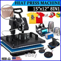 8 in 1 T-Shirt Heat Press Machine Digital Transfer Sublimation Mug Hat Plate Cap