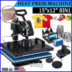 8 in 1 T-Shirt Heat Press Printing Machine 12X15 Digital Transfer Mug Hat Plate