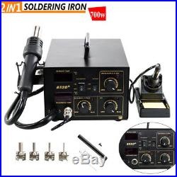 852D 2in1 Soldering Rework Stations SMD Hot Air & Iron Gun Digital Display 110V