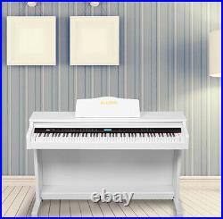 88 Key Electric LCD Display Digital Piano Keyboard With3 Pedal Board&Cove White