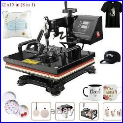 8in1 12x15 T-shirt Heat Press Machine Swing Away Printing transfer Mug Cup