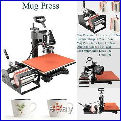 8in1 12x15 T-shirt Heat Press Machine Swing Away Printing transfer Mug Cup