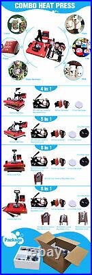 8in1 Digital Transfer Heat Press Machine T-Shirt Mug Hat Sublimation Combo Kits