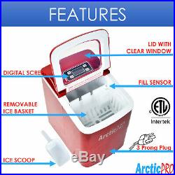 Arctic-Pro Portable Digital Quick Ice Maker Machine, Red, Makes 2 Ice Sizes