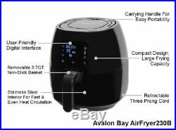 Avalon Bay Air Fryer Digital Display Stainless Steel Healthy Kitchen Appliance