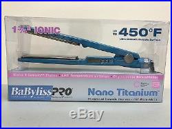 Babyliss Pro Nano Titanium Blue Flat Iron 1.75 Inch, NIB