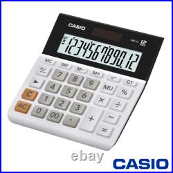 Casio Mh12 Wide 12-digit Display Calculator Dual Power Battery- White Mh12-wes
