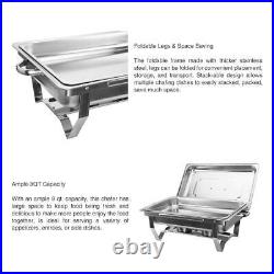 Chafer Chafing Dish Sets with Foldable Legs Stainless Steel Pans 9L/8Q 4Pack