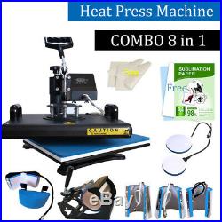 Combo 8in1 Heat Press Machine Digital Transfer Sublimation T-shirt Plate Mug Hat