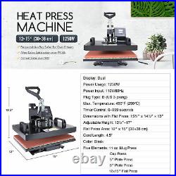 Digital 5in1 Transfer Heat Press Machine 15X12 Sublimation T-Shirt Mug Hat