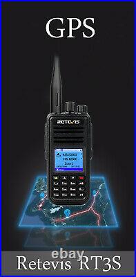 Digital Ham Radio DMR Retevis RT3S GPS DualBand TDMA Walkie Talkie 5W 2000mAh