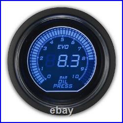 EVO 52 mm Digital Oil Pressure Gauge with Sensor BAR Blue & Red LCD Display