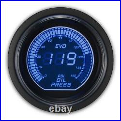 EVO 52 mm Digital Oil Pressure Gauge with Sensor PSI Blue & Red LCD Display