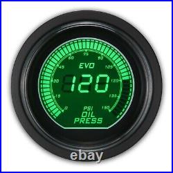 EVO 52 mm Digital Oil Pressure Gauge with Sensor PSI White & Green LCD Display