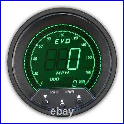EVO Digital 6 Gauge Set GPS Speedometer White & Green LCD Display MPH °F PSI