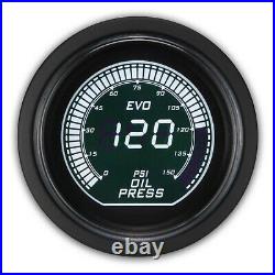 EVO Digital 6 Gauge Set GPS Speedometer White & Green LCD Display MPH °F PSI
