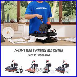 Heat Press Machine 15x15in Sublimation Heat Press 5in1 for Home Charity Business