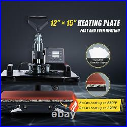 Heat Press Transfer Digital Machine 12x15 T-Shirt Mug Plate Cap 5 in 1 for Hat