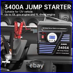 JF. EGWO Auto Battery Jump Starters Air Compressor 3400A Charger Digital Display