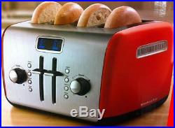 KitchenAid Kmt422er 4 Slice Red Digital Stainless Steel Toaster with LCD display